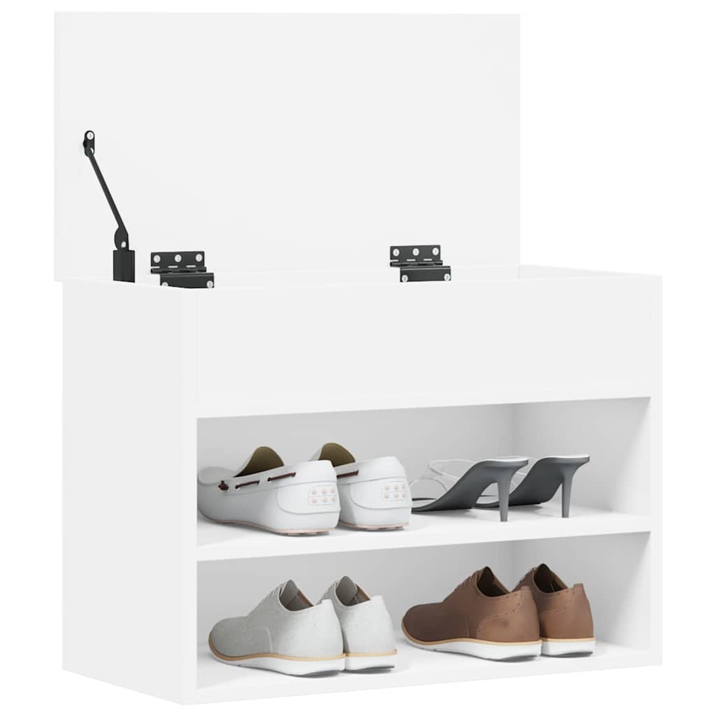 Panca Porta Scarpe Bianca 60x30x45 cm in Legno Multistrato