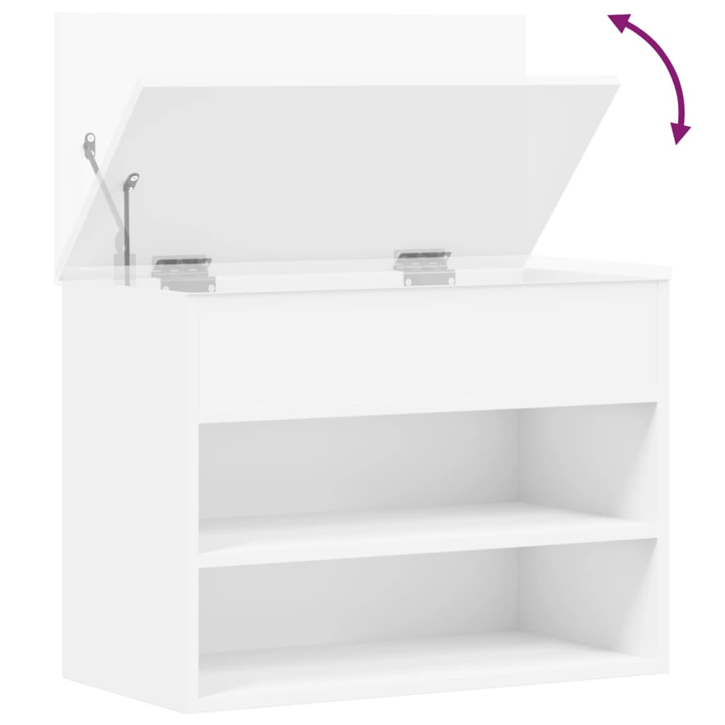 Panca Porta Scarpe Bianca 60x30x45 cm in Legno Multistrato