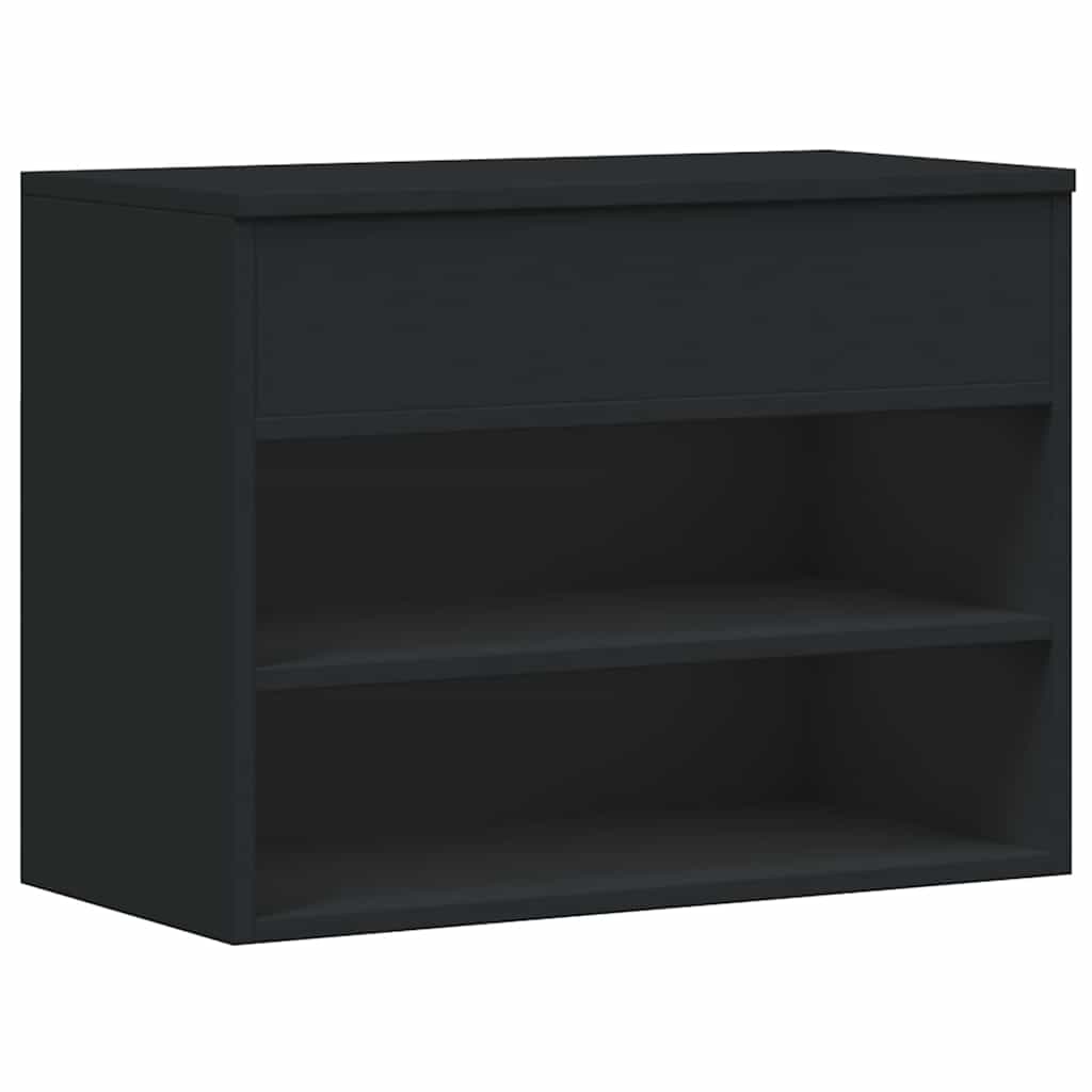 Panca Porta Scarpe Nera 60x30x45 cm in Legno Multistrato