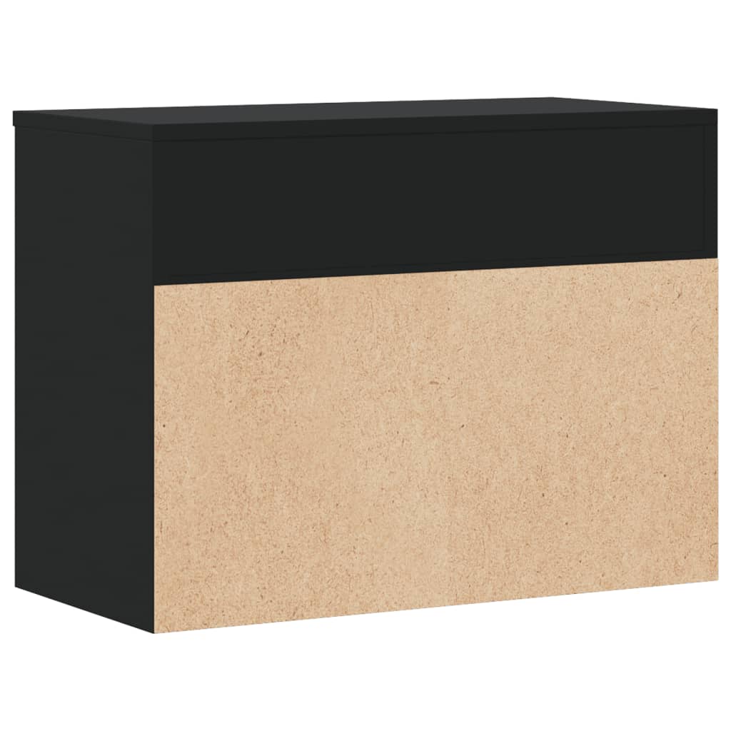 Panca Porta Scarpe Nera 60x30x45 cm in Legno Multistrato