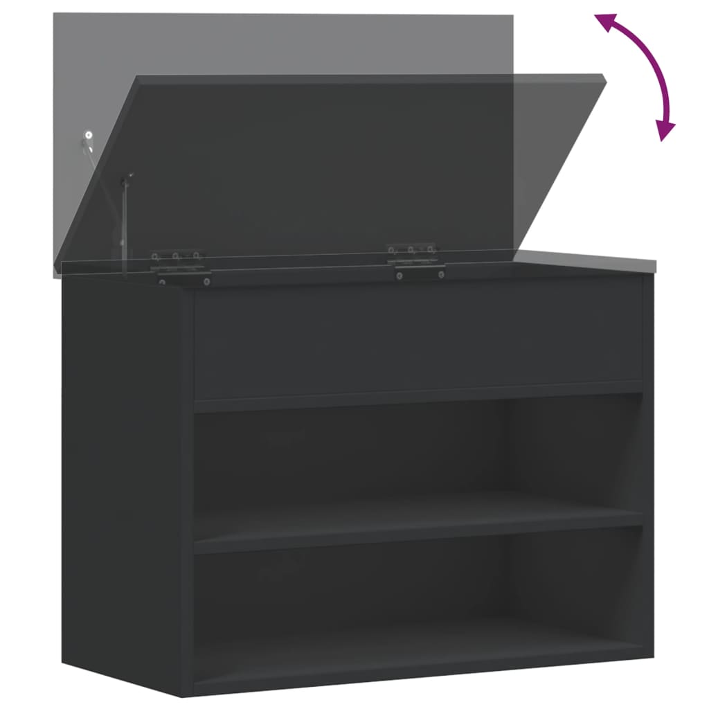Panca Porta Scarpe Nera 60x30x45 cm in Legno Multistrato