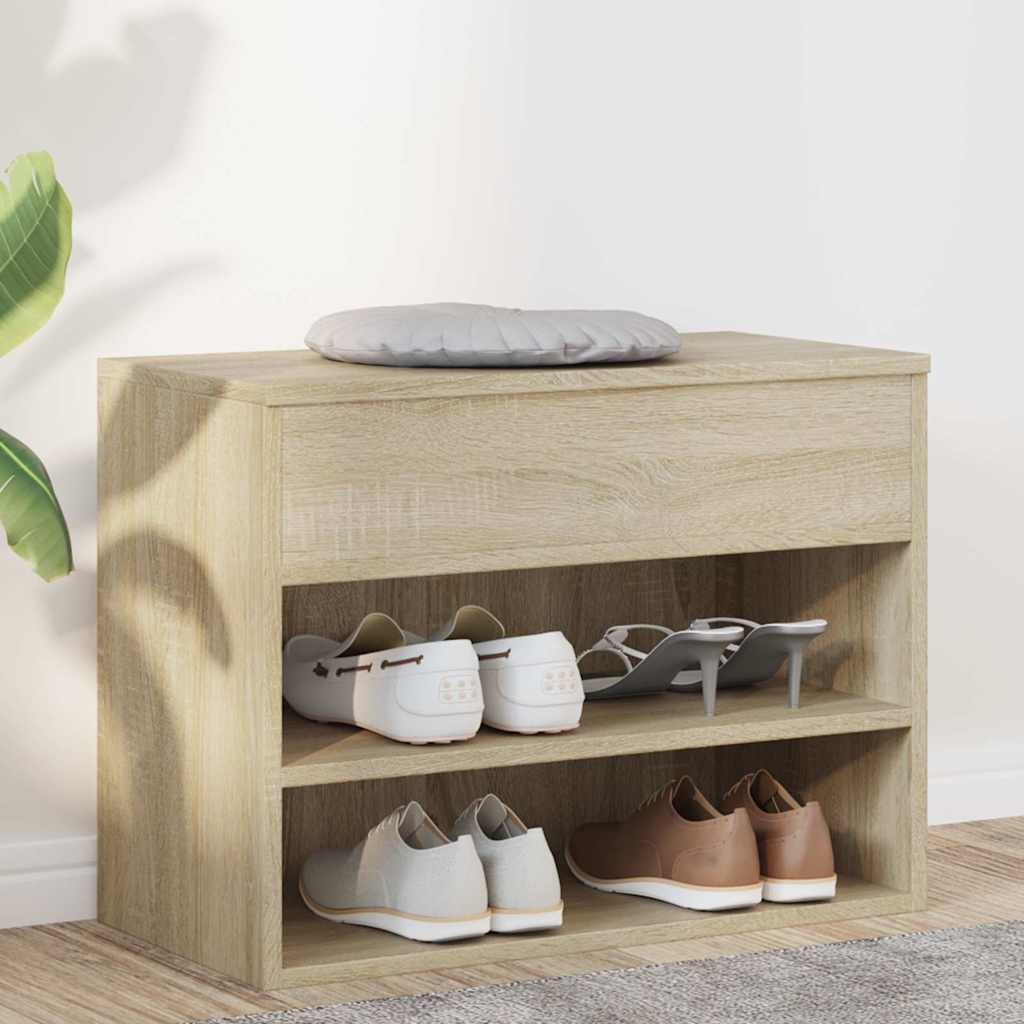 Panca Porta Scarpe Rovere Sonoma 60x30x45 cm Legno Multistrato