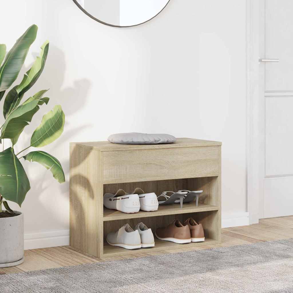 Panca Porta Scarpe Rovere Sonoma 60x30x45 cm Legno Multistrato