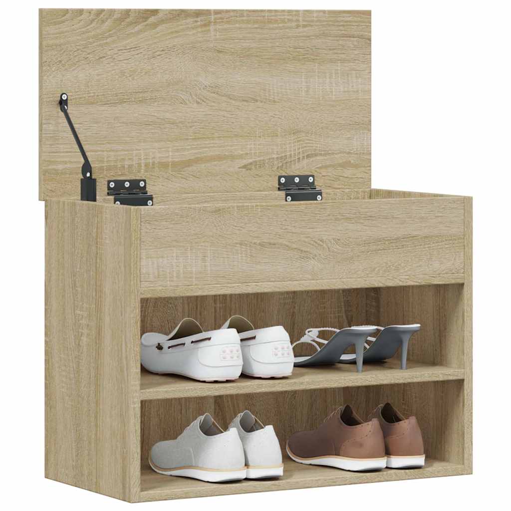 Panca Porta Scarpe Rovere Sonoma 60x30x45 cm Legno Multistrato