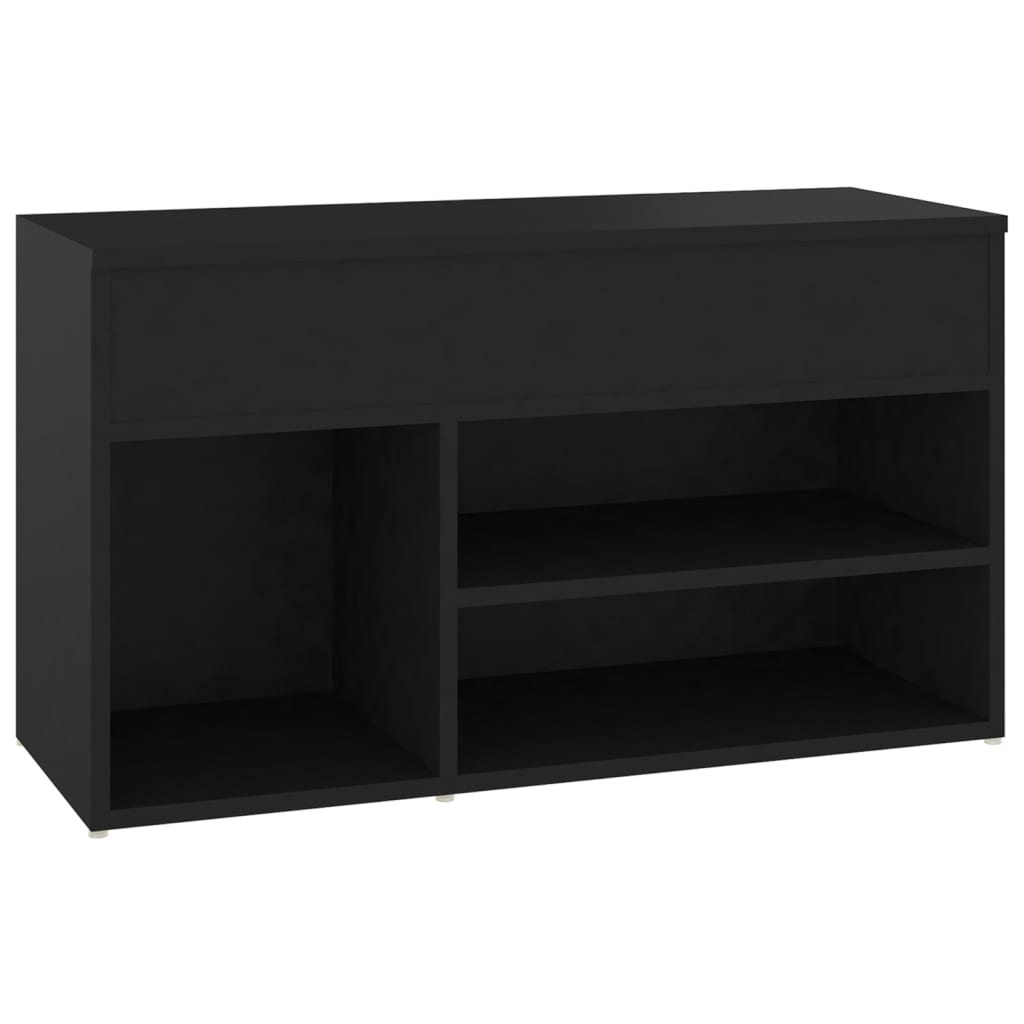 Panca Porta Scarpe Nera 80x30x45 cm in Legno Multistrato