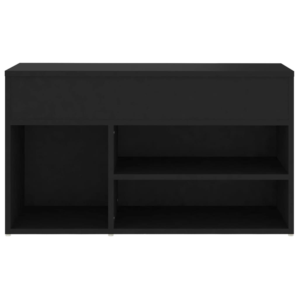 Panca Porta Scarpe Nera 80x30x45 cm in Legno Multistrato