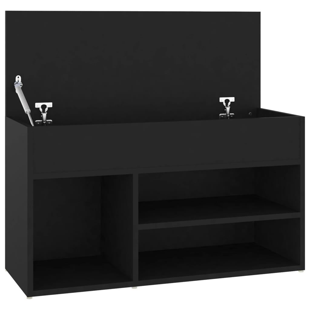 Panca Porta Scarpe Nera 80x30x45 cm in Legno Multistrato