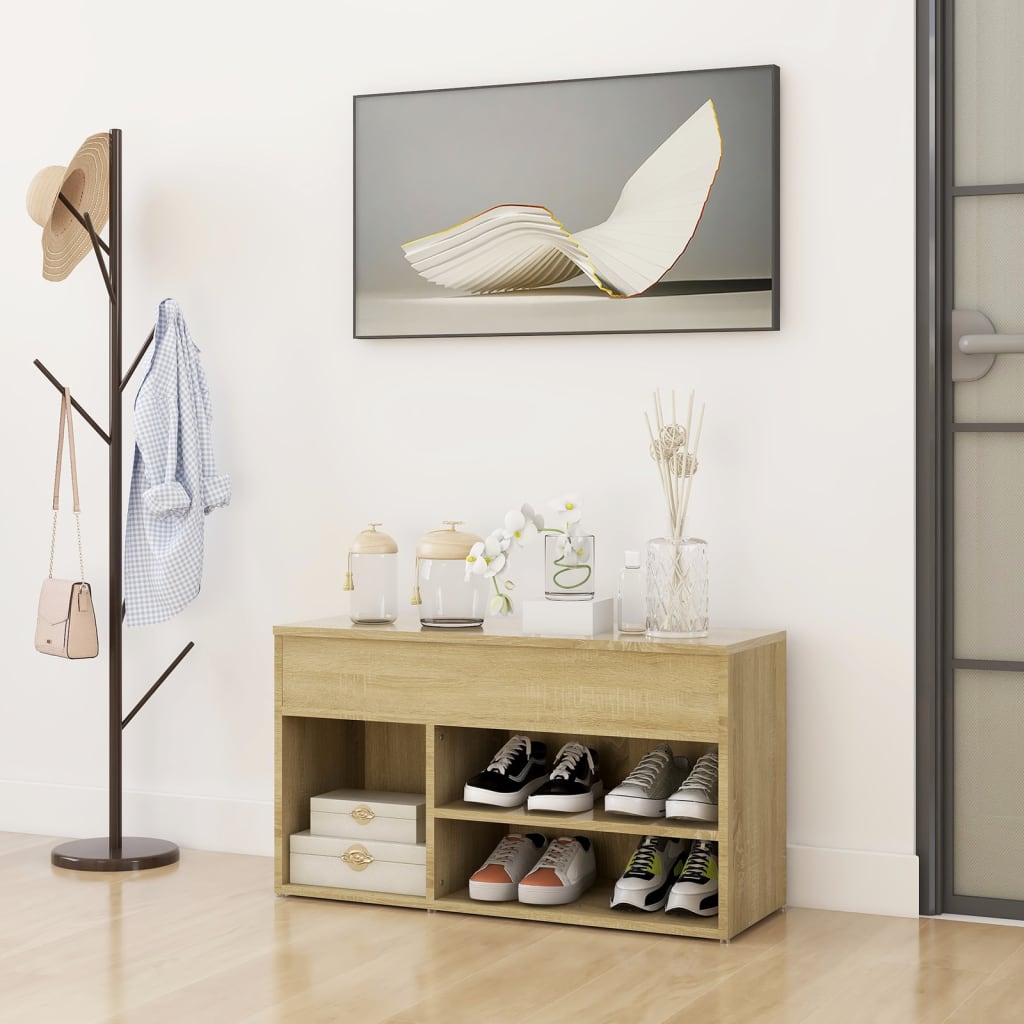 Panca Porta Scarpe Rovere Sonoma 80x30x45 cm Legno Multistrato