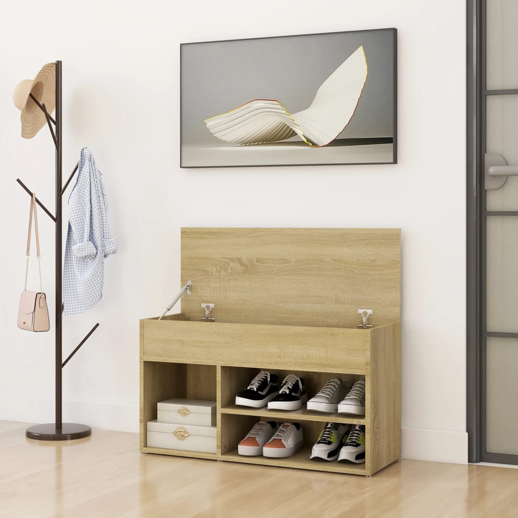 Panca Porta Scarpe Rovere Sonoma 80x30x45 cm Legno Multistrato