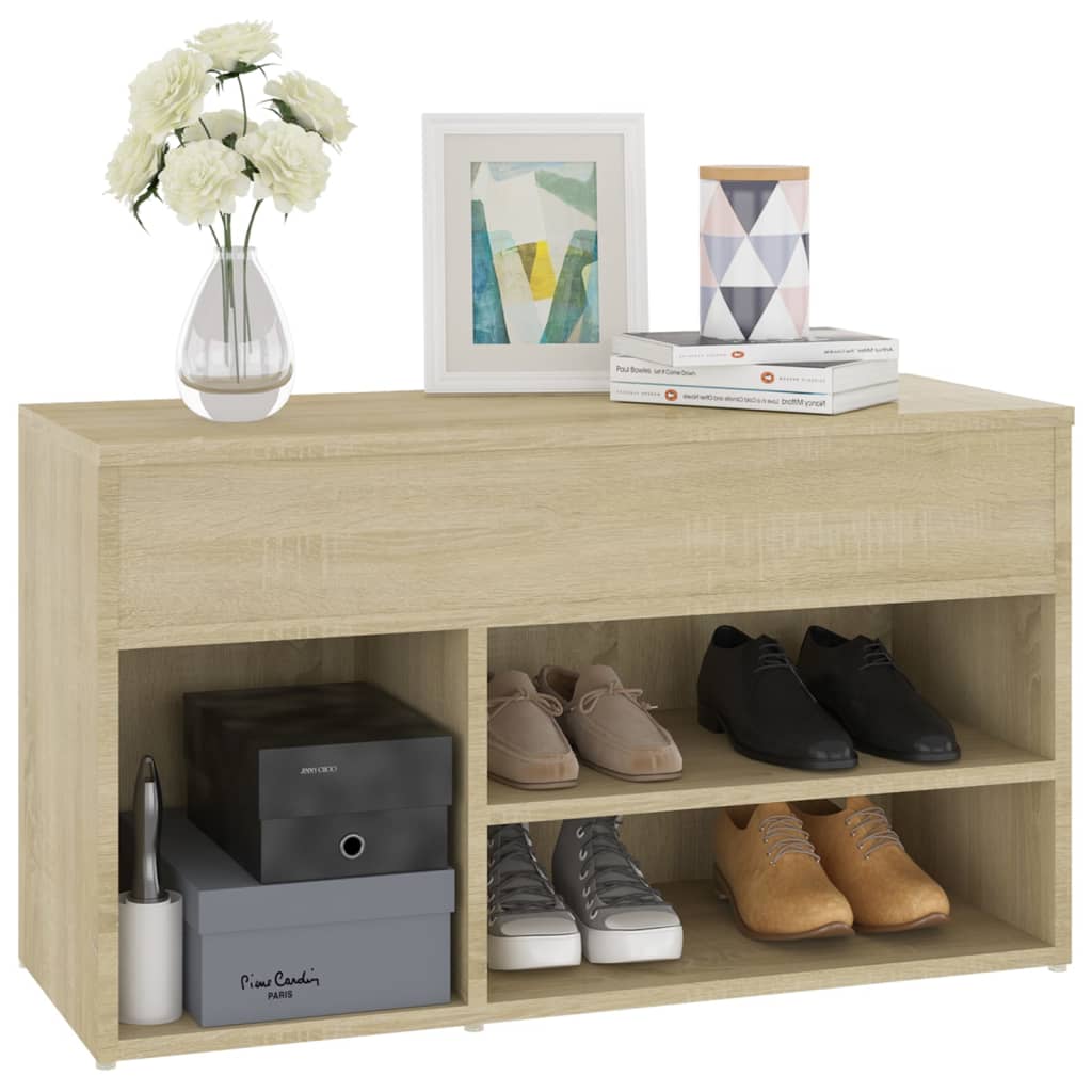 Panca Porta Scarpe Rovere Sonoma 80x30x45 cm Legno Multistrato
