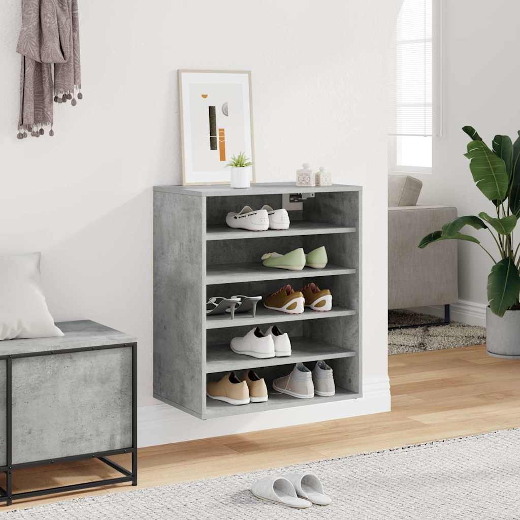 Scarpiera Grigio Cemento 60x35x70 cm in Legno Multistrato