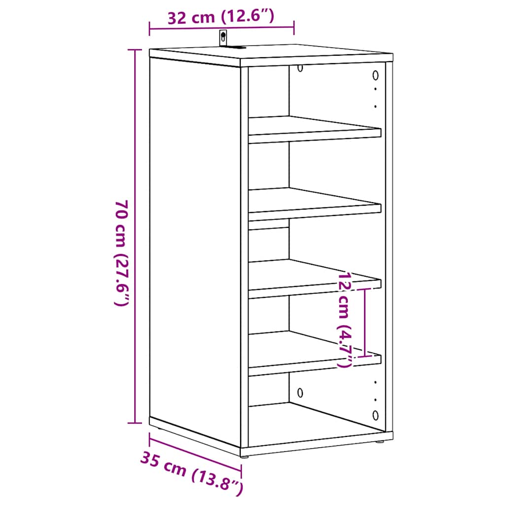 Armadi per scarpe 31,5 x 35 x 70 cm Grigio Cemento