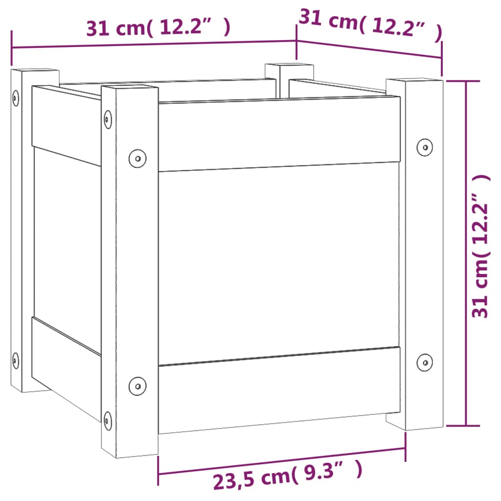 Fioriere da Giardino 2 pz 31x31x31 cm in Legno Massello di Pino