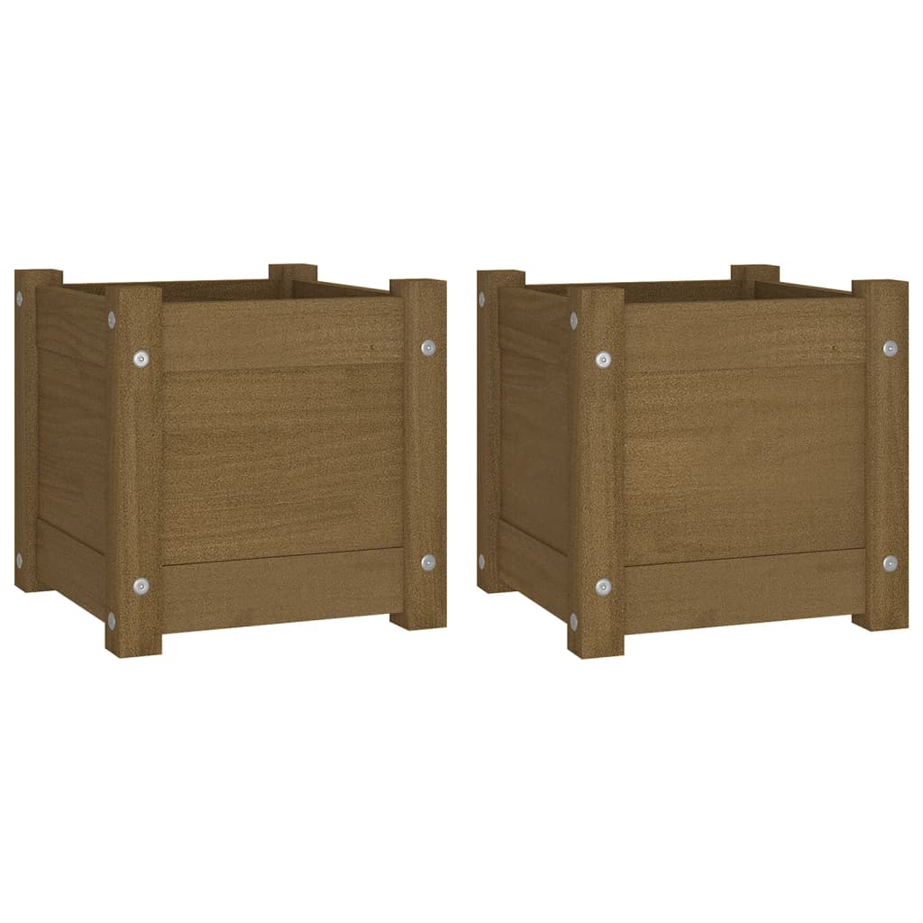 Fioriere 2 pz Ambra 31x31x31 cm in Legno Massello di Pino