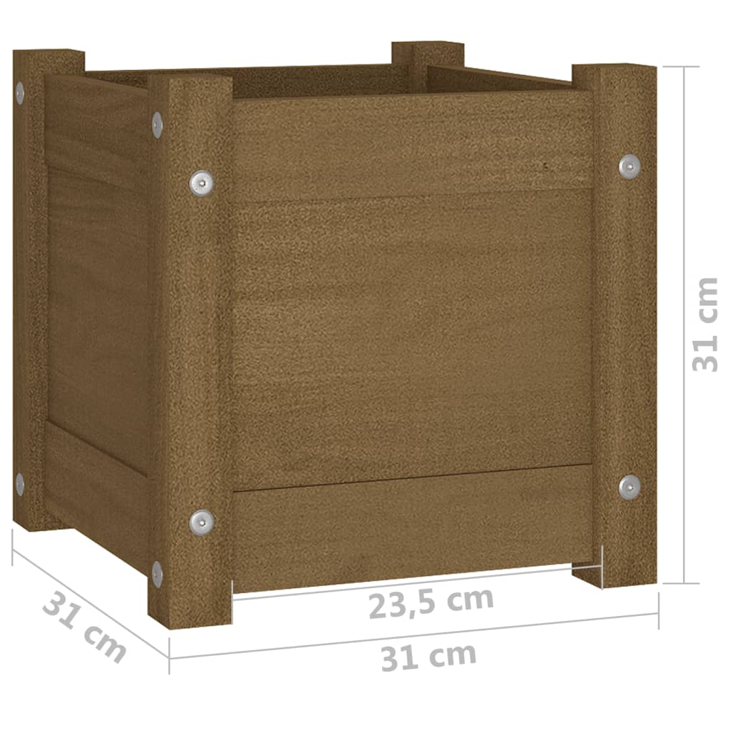 Fioriere 2 pz Ambra 31x31x31 cm in Legno Massello di Pino