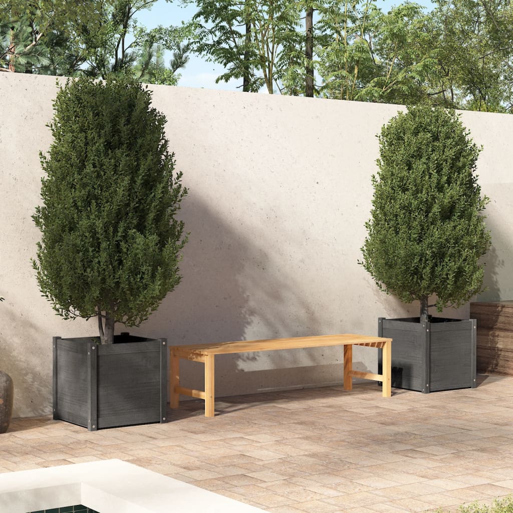 Fioriere da Giardino 2 pz Grigie 50x50x50 cm in Legno di Pino