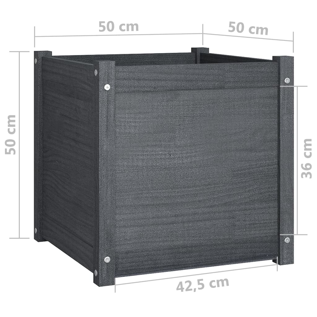 Fioriere da Giardino 2 pz Grigie 50x50x50 cm in Legno di Pino