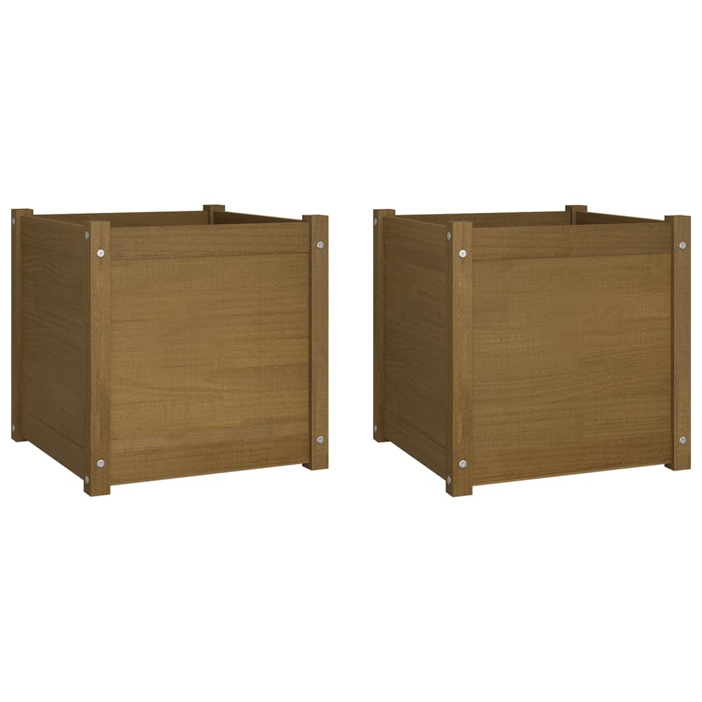 Fioriere 2 pz Ambra 50x50x50 cm in Legno Massello di Pino