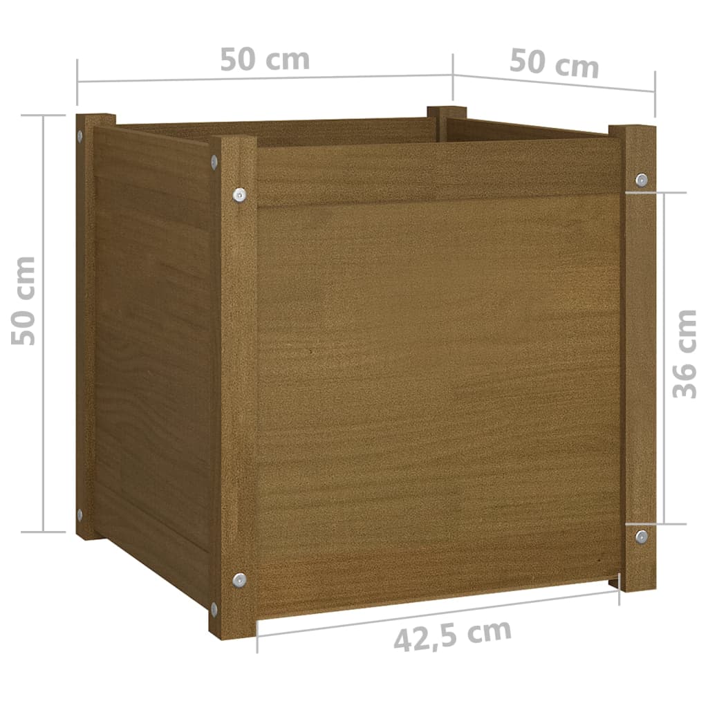 Fioriere 2 pz Ambra 50x50x50 cm in Legno Massello di Pino