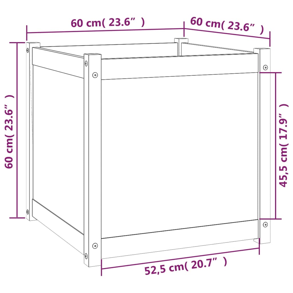 Fioriera da Giardino 60x60x60 cm in Legno Massello Di Pino