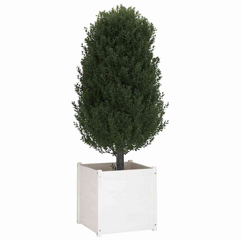Fioriere da Giardino 2 pz Bianche 60x60x60 cm in Legno di Pino