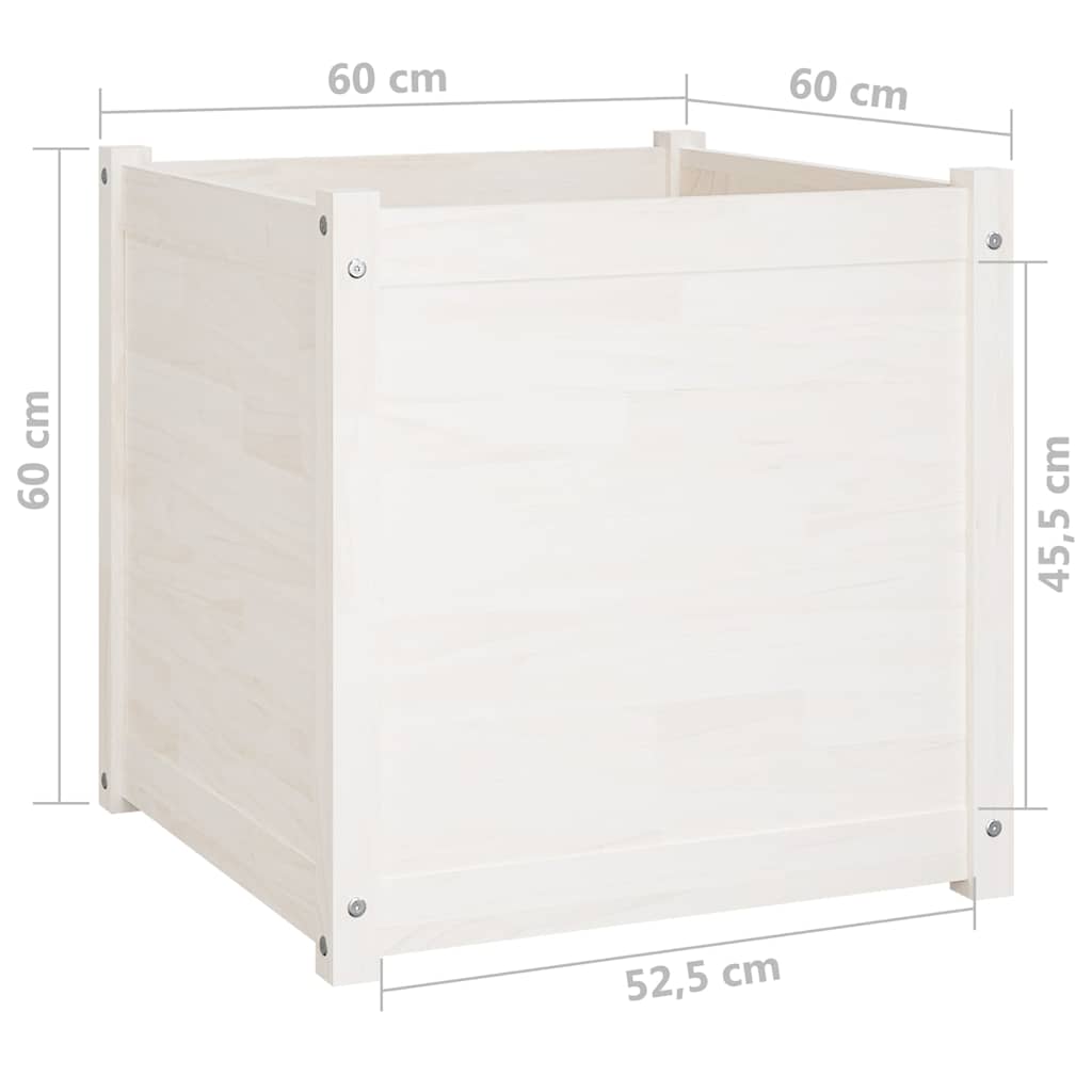 Fioriere da Giardino 2 pz Bianche 60x60x60 cm in Legno di Pino