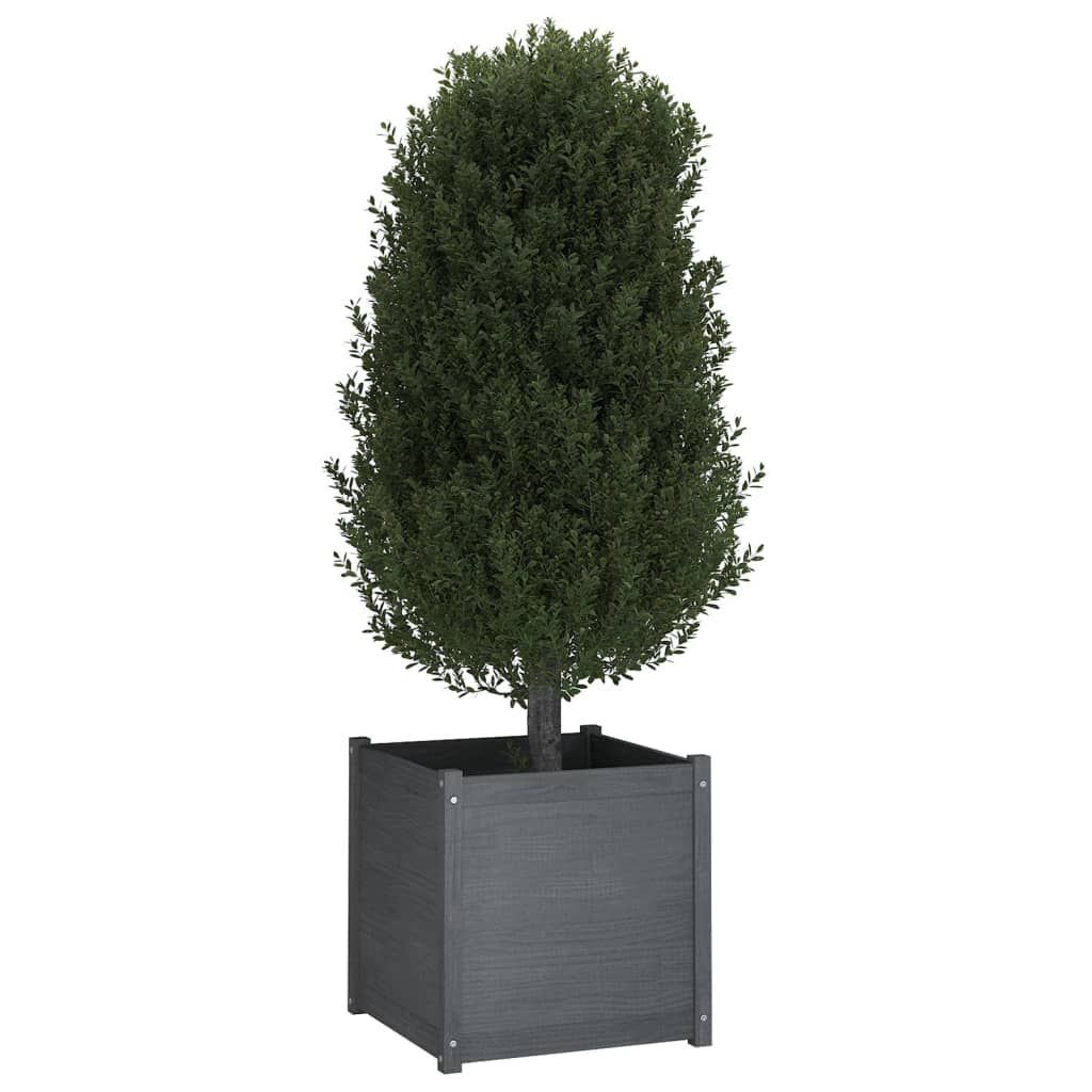 Fioriere da Giardino 2 pz Grigie 60x60x60 cm in Legno di Pino