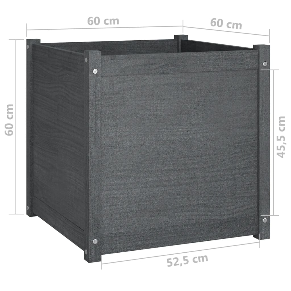 Fioriere da Giardino 2 pz Grigie 60x60x60 cm in Legno di Pino