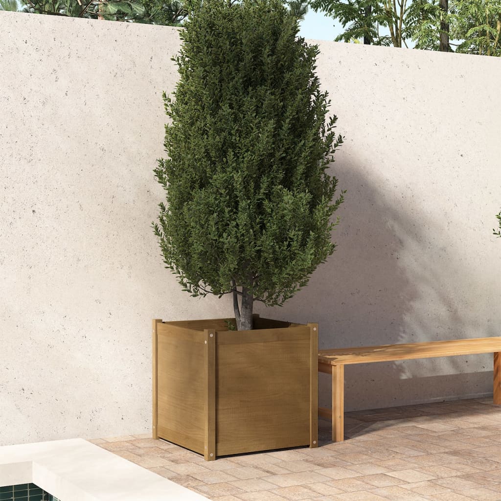 Fioriera Giardino Marrone Ambra 60x60x60 cm Legno Massello Pino