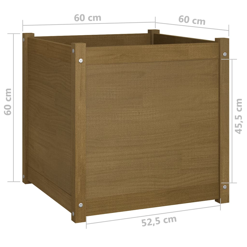 Fioriera Giardino Marrone Ambra 60x60x60 cm Legno Massello Pino