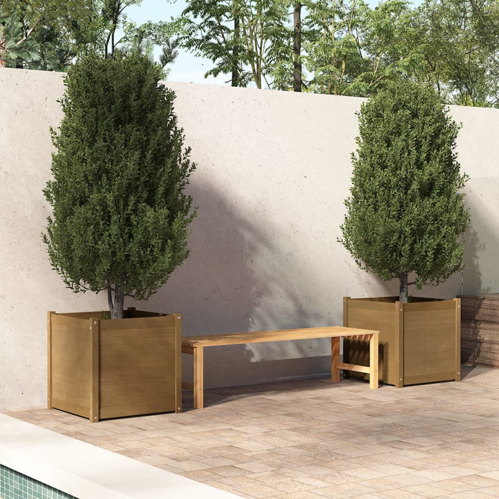 Fioriere 2 pz Ambra 60x60x60 cm in Legno Massello di Pino