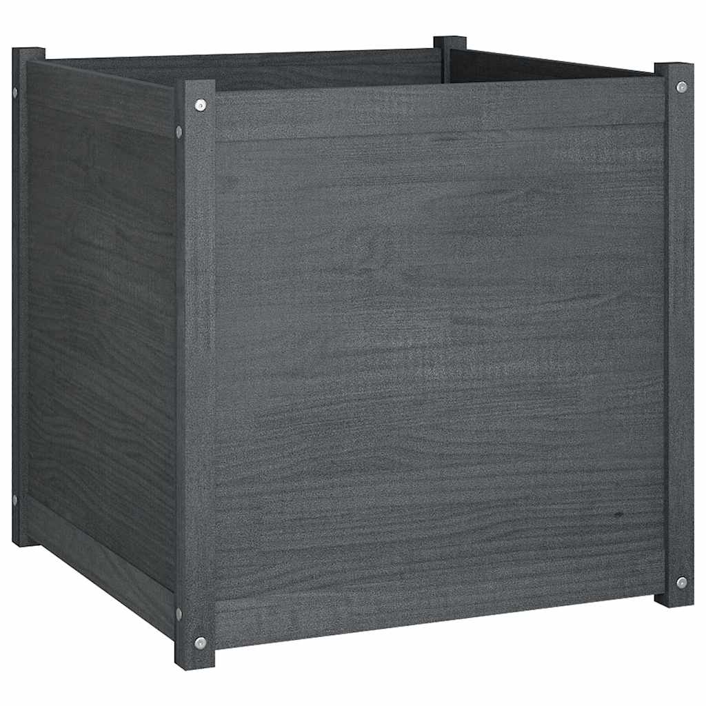 Fioriera da Giardino Grigia 70x70x70 cm Legno Massello di Pino