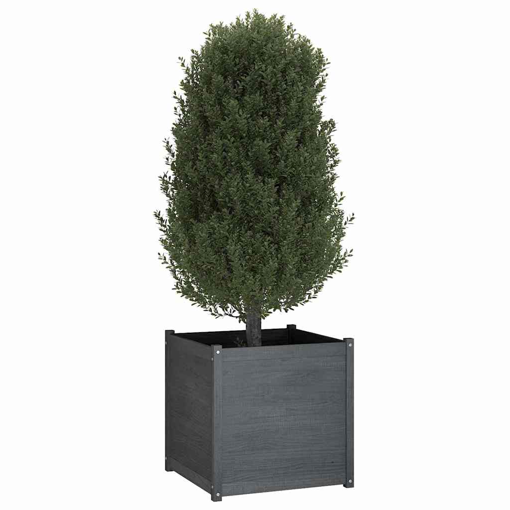 Fioriera da Giardino Grigia 70x70x70 cm Legno Massello di Pino