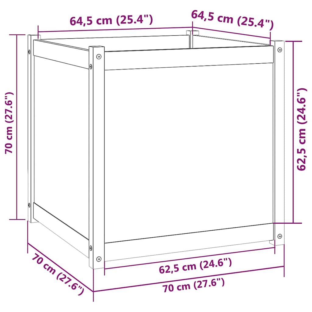 Fioriera da Giardino Grigia 70x70x70 cm Legno Massello di Pino