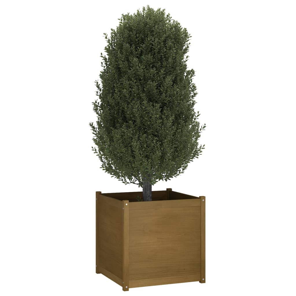 Fioriera Giardino Marrone Ambra 70x70x70 cm Legno Massello Pino