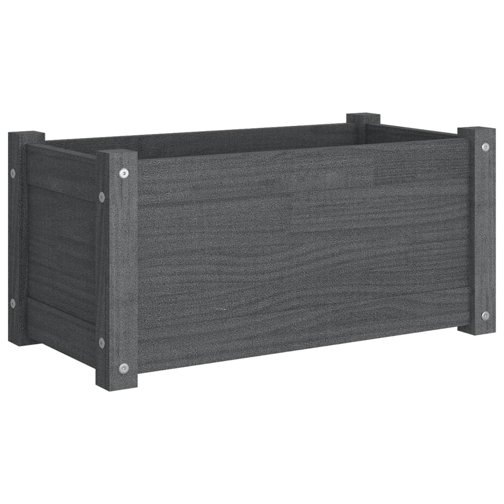 Fioriere da Giardino 2 pz Grigie 60x31x31cm in Massello di Pino