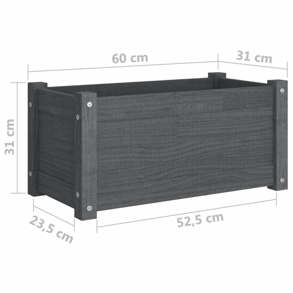 Fioriere da Giardino 2 pz Grigie 60x31x31cm in Massello di Pino