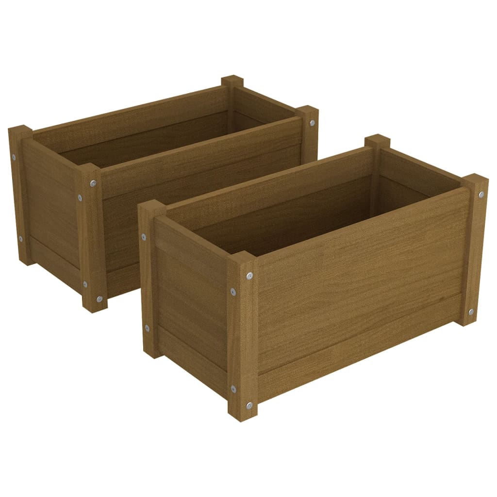 Fioriere 2 pz Ambra 60x31x31 cm in Legno Massello di Pino
