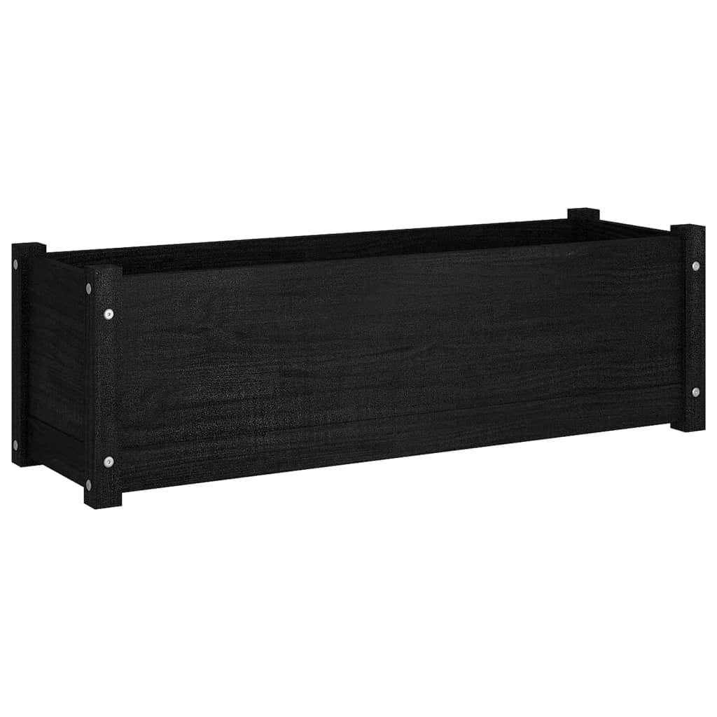 Fioriera da Giardino Nera 100x31x31 cm Legno Massello di Pino