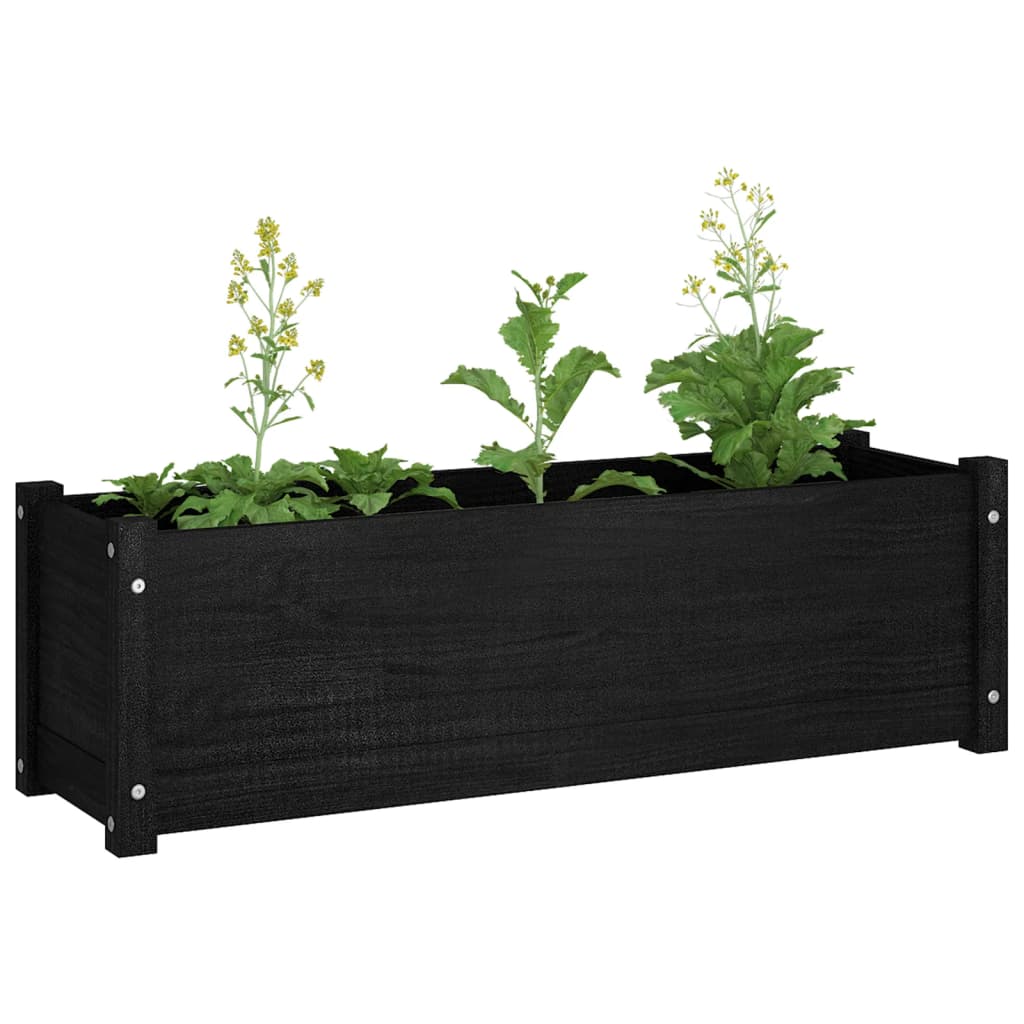 Fioriera da Giardino Nera 100x31x31 cm Legno Massello di Pino