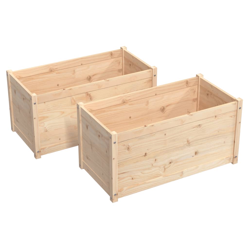 Fioriere da Giardino 2 pz 100x50x50cm in Legno Massello di Pino