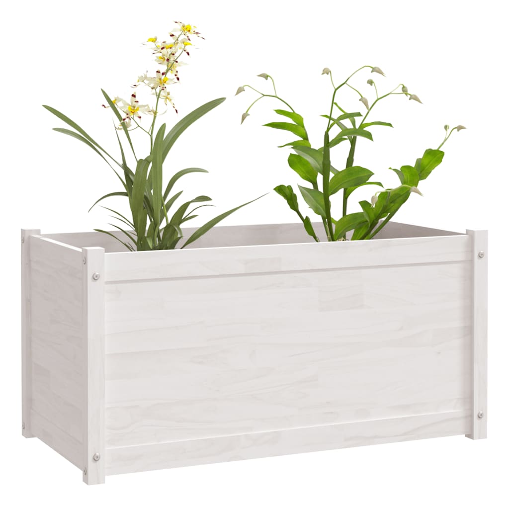 Fioriera da Giardino Bianca 100x50x50 cm Legno Massello di Pino
