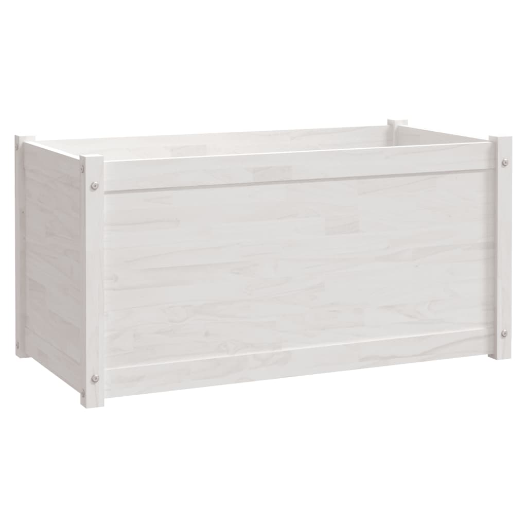 Fioriere da Giardino 2 pz Bianche 100x50x50 cm Massello di Pino