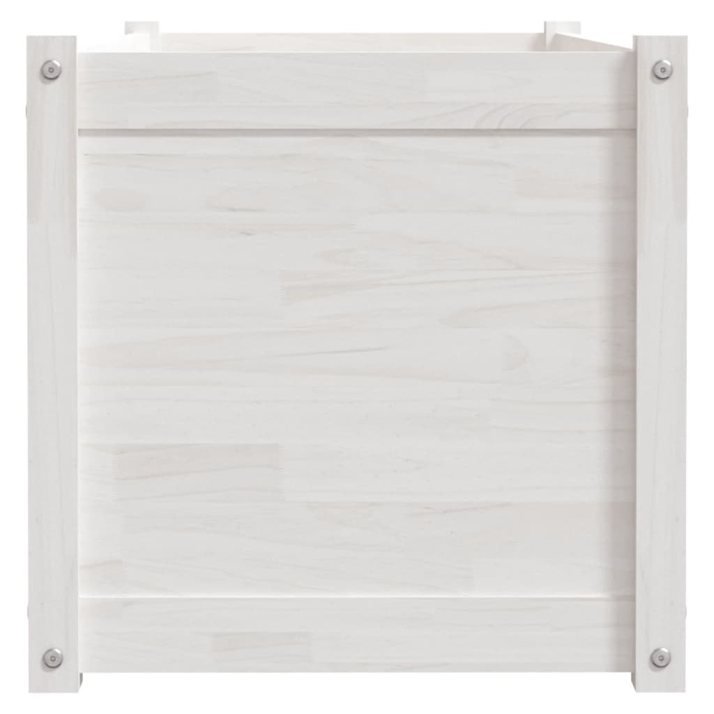 Fioriere da Giardino 2 pz Bianche 100x50x50 cm Massello di Pino