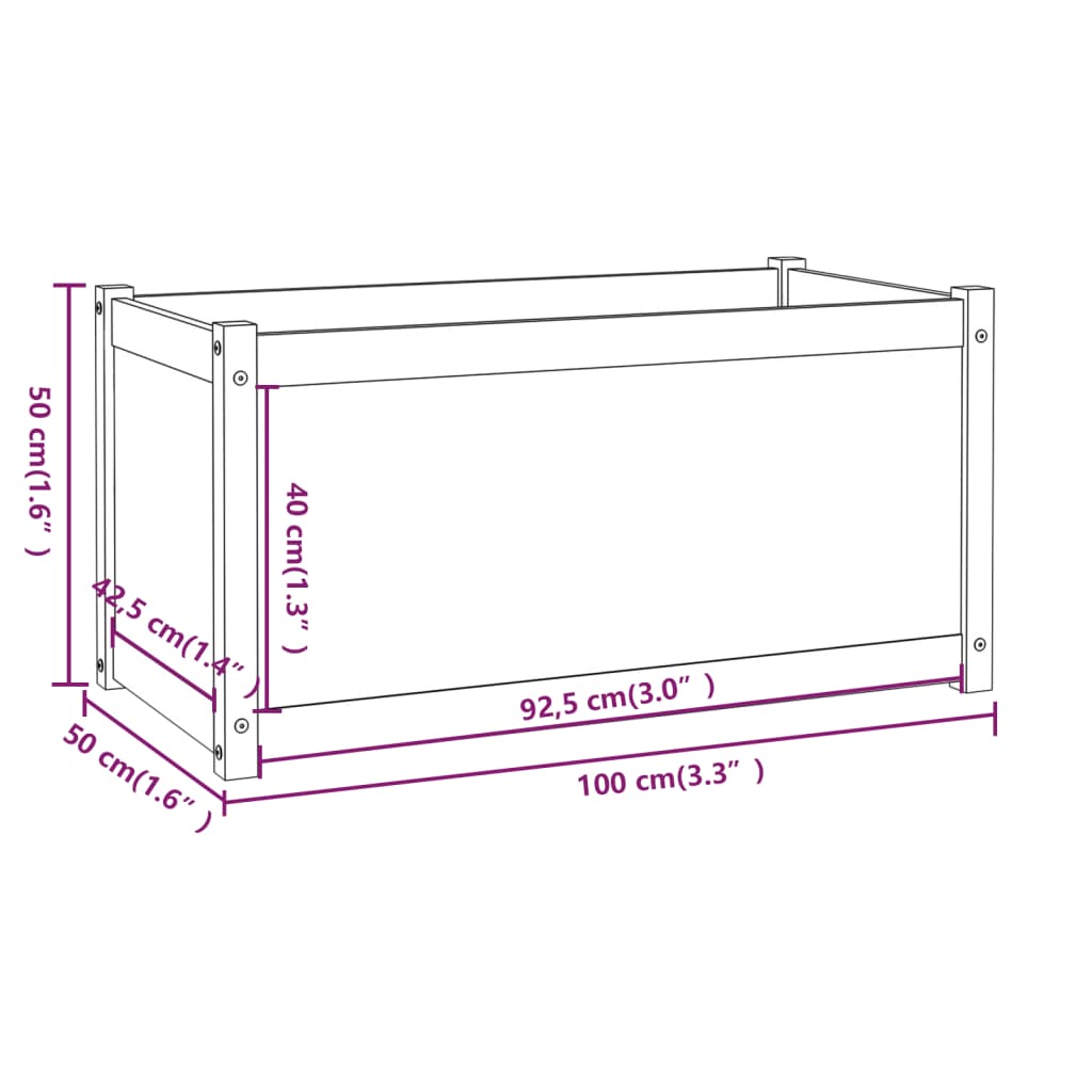Fioriere da Giardino 2 pz Bianche 100x50x50 cm Massello di Pino