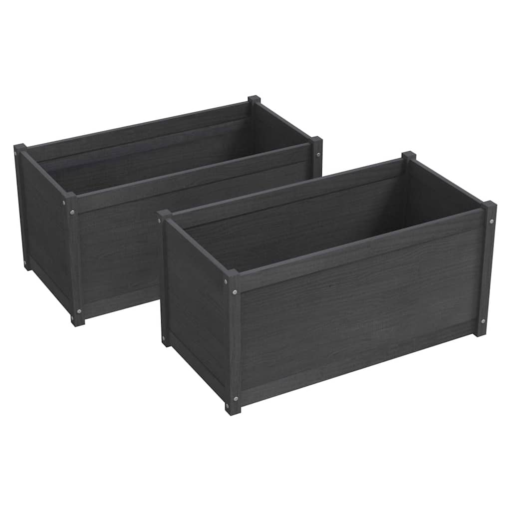 Fioriere da Giardino 2 pz Grigie 100x50x50 cm Massello di Pino