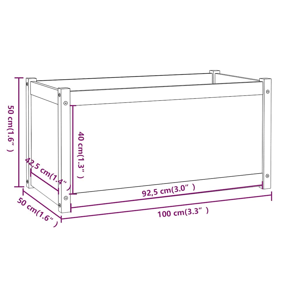 Fioriere da Giardino 2 pz Grigie 100x50x50 cm Massello di Pino