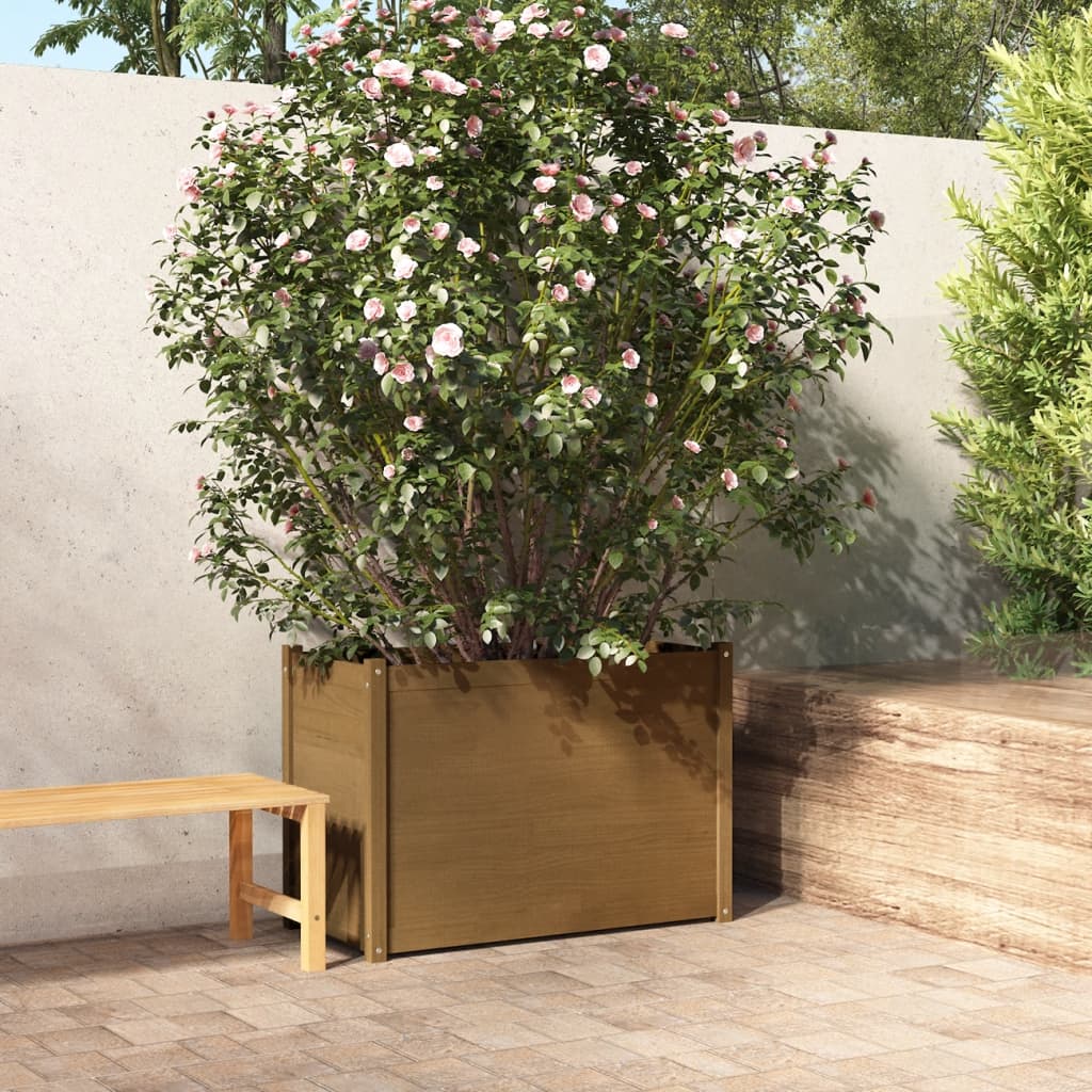 Fioriera Giardino Marrone Ambra 100x50x70cm Legno Massello Pino