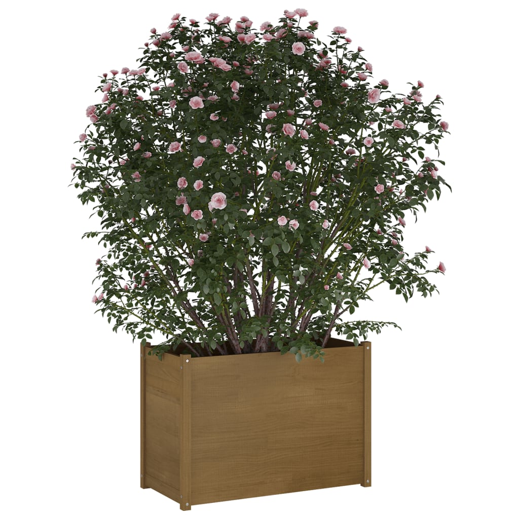 Fioriera Giardino Marrone Ambra 100x50x70cm Legno Massello Pino