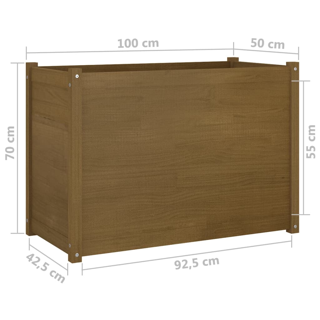 Fioriera Giardino Marrone Ambra 100x50x70cm Legno Massello Pino